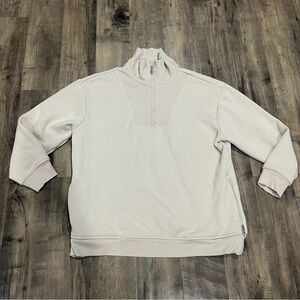 ATHLETA Sweatshirt Cozy Karma 1/4 Zip Beige Pullover Sofy Cozy Large